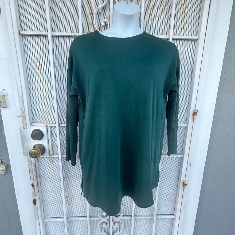 J. Jill 1X Deep Green Long Sleeve Crewneck Top soft 100% Supima cotton